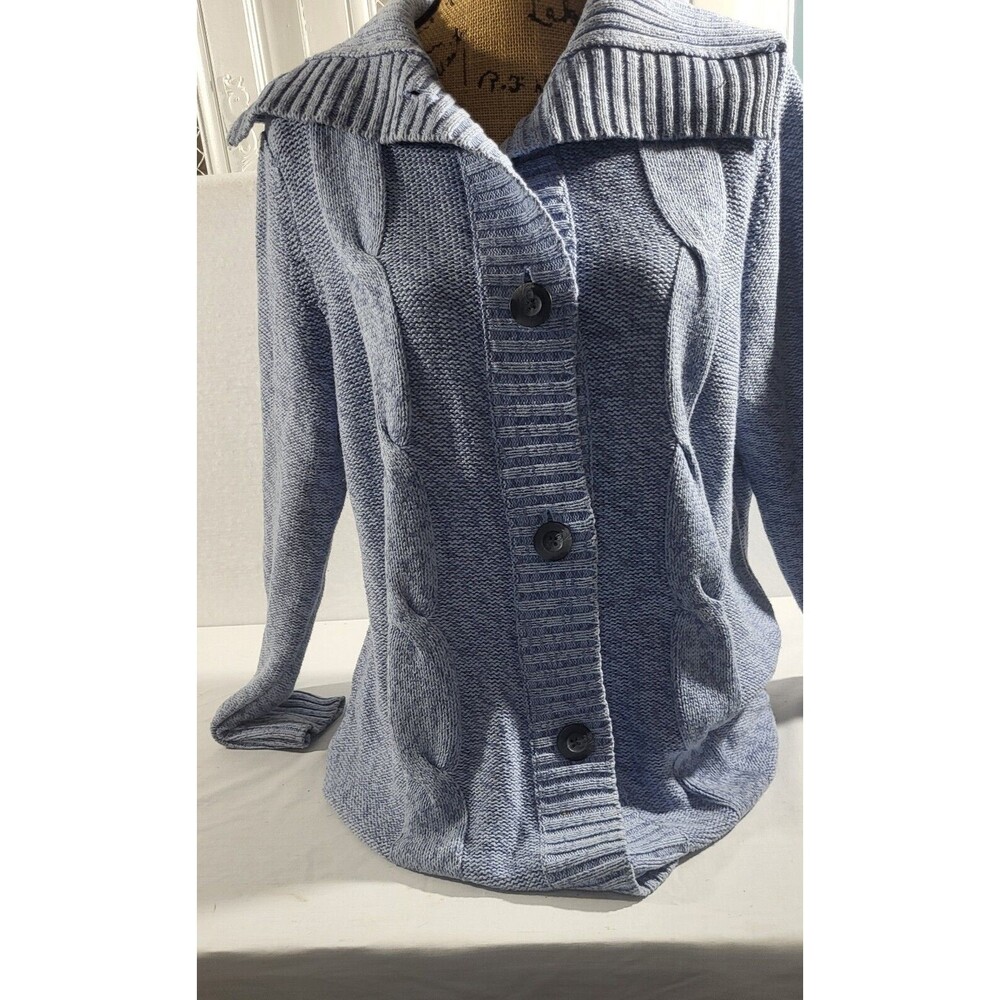 Bass Blue Cable Knit Button Up Cardigan Size XL
